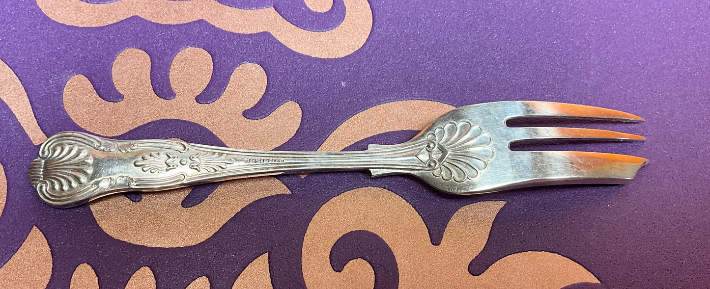 6 Kuchengabeln mit Kuchenheber Jugendstil Verzierung im Original Karton EPNS versilbert