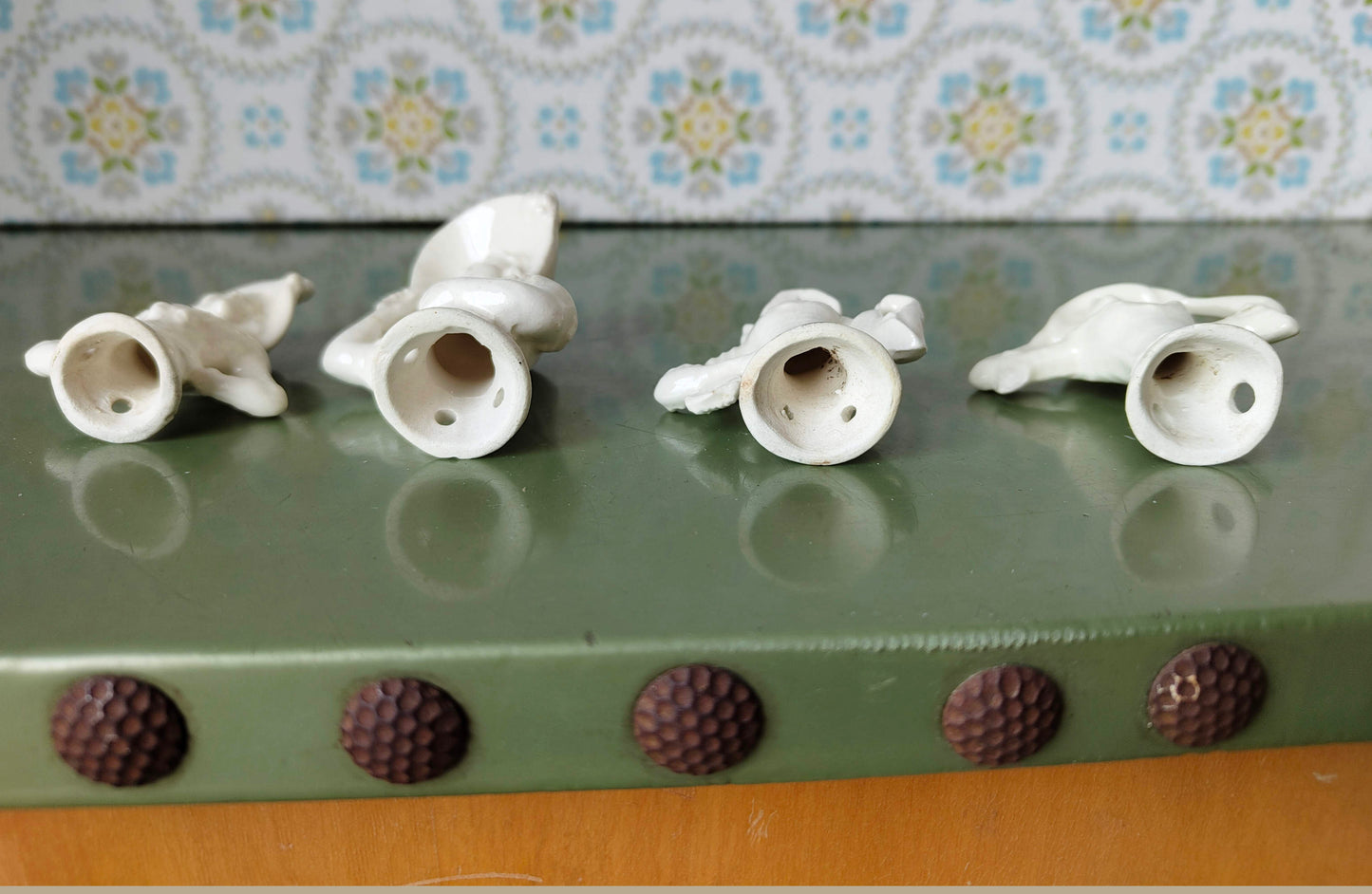 4 Halfdolls aus Porzellan um 1900 mit Macken VINTAGE SONDERPREIS