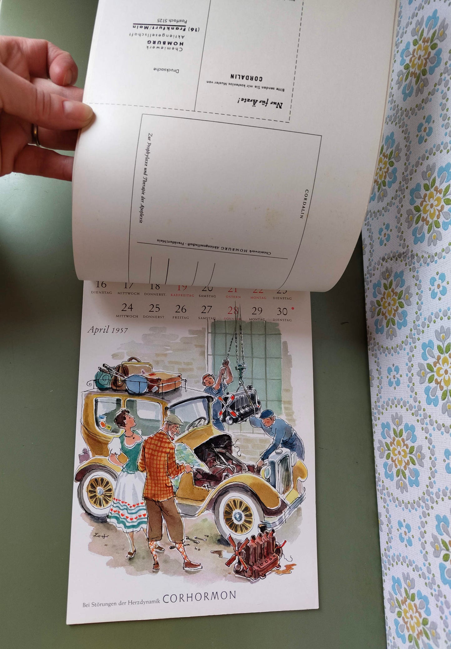 Humoristischer Werbekalender von Homburg 1957 mit Postkarten - Vintage