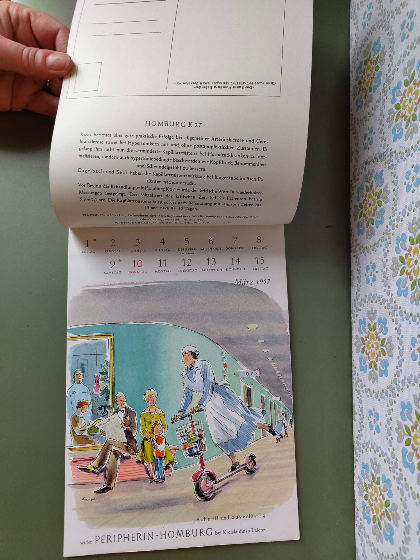 Humoristischer Werbekalender von Homburg 1957 mit Postkarten - Vintage
