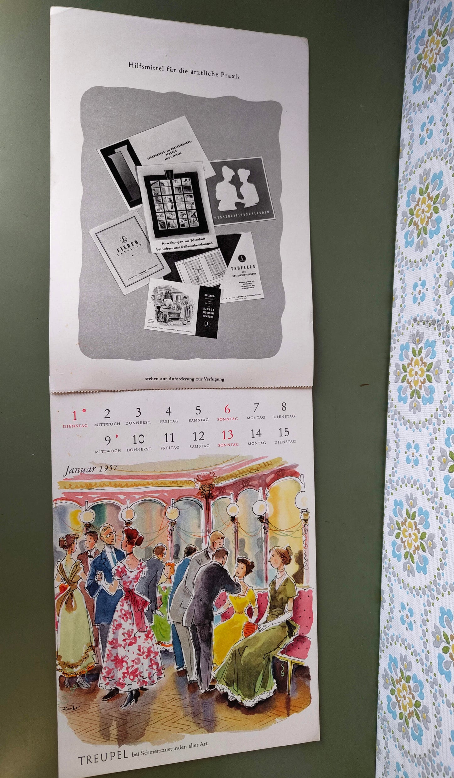 Humoristischer Werbekalender von Homburg 1957 mit Postkarten - Vintage