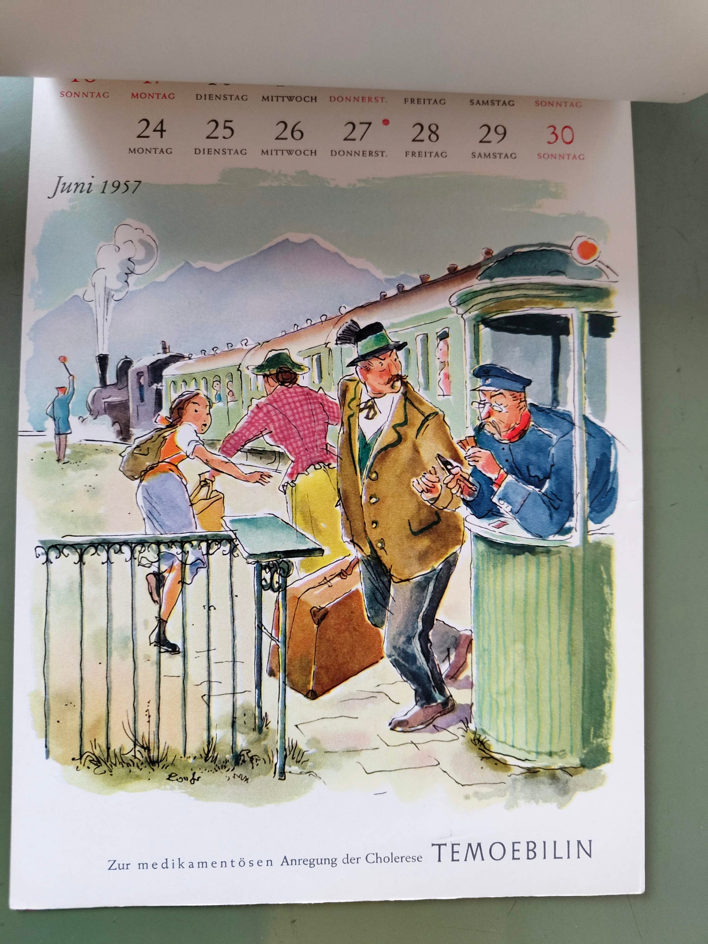 Humoristischer Werbekalender von Homburg 1957 mit Postkarten - Vintage