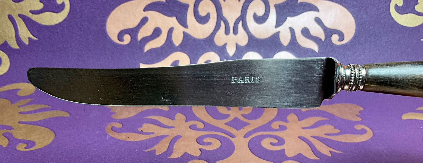 6 Tafel Messer mit Griffen aus Horn im der Originalschachtel