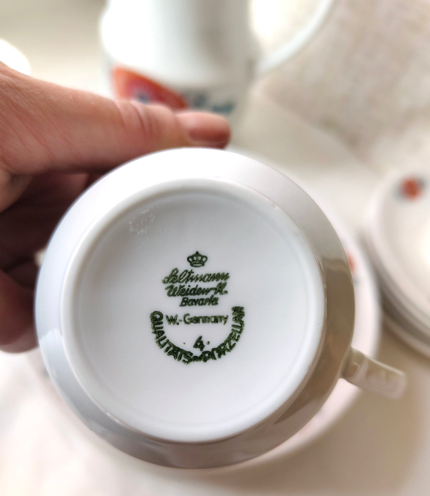 Kaffeegeschirr für 6 Personen von Seltmann Weiden – 70er Jahre Pril Blumen-Design VINTAGE