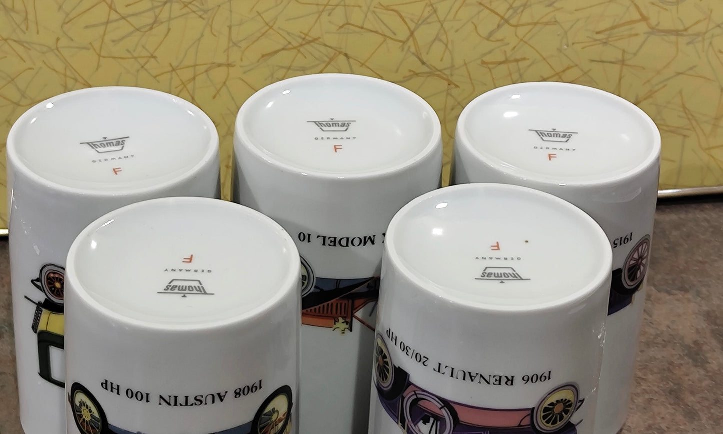 Krug und 5 Becher Porzellan Oldtimer Auto von Thomas