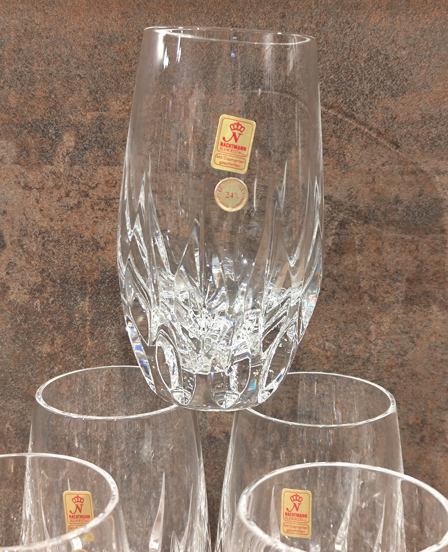 Set von 6 Bechern aus Bleikristall von Nachtmann aus der Serie Helena, unbenutzt VINTAGE