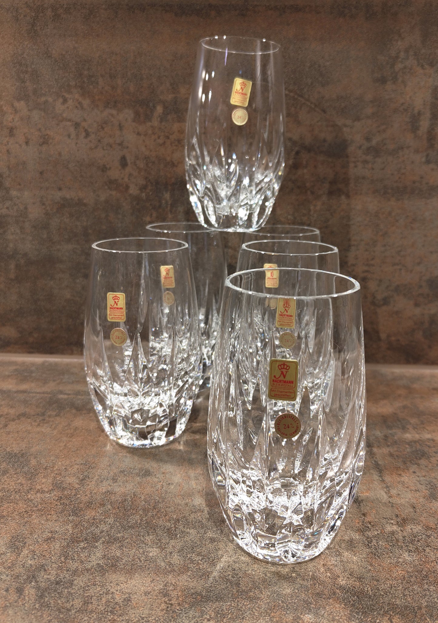 Set von 6 Bechern aus Bleikristall von Nachtmann aus der Serie Helena, unbenutzt VINTAGE