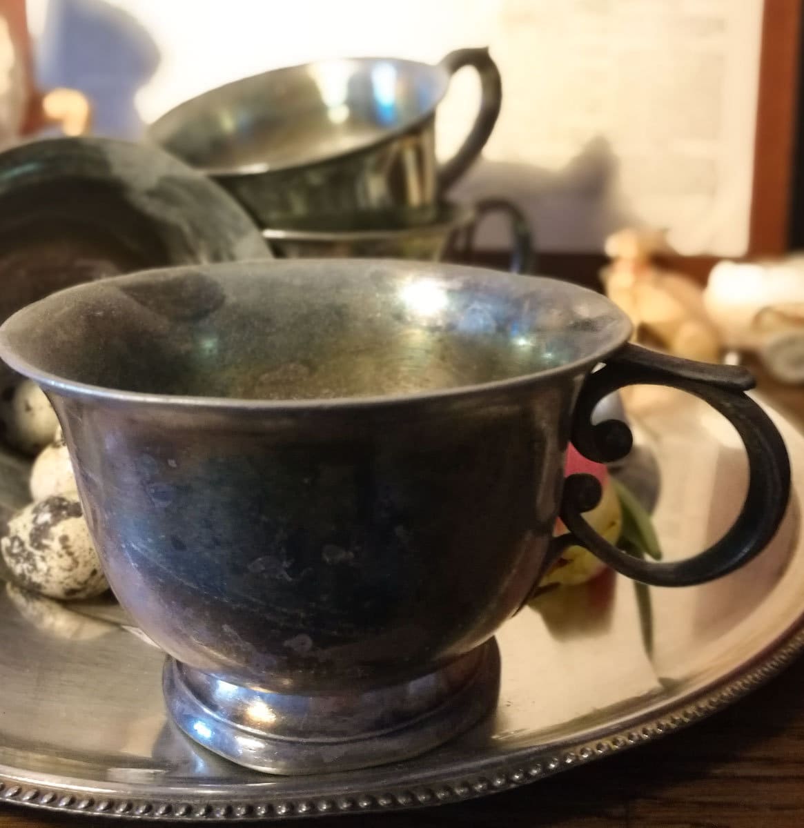 Hotelsilber Suppentasse Wachteleier shabby
