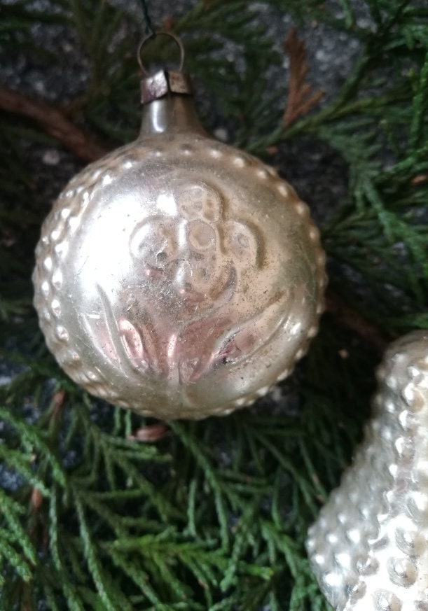 Weihnachtsschmuck Kugel Blume Glocke Silber VINTAGE SONDERPREIS #38