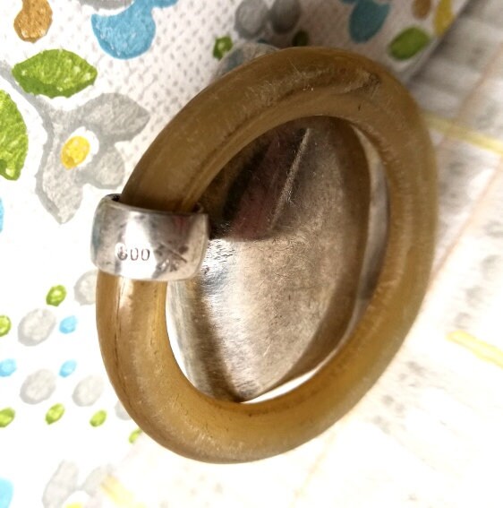 Kinder Rassel 800er Silber VINTAGE Initialien S. H.