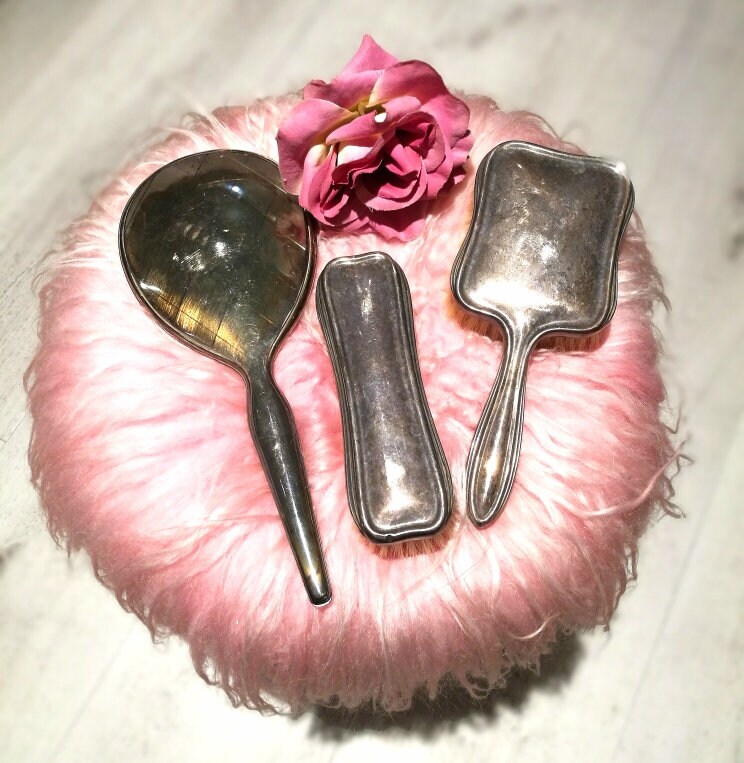 Frisierset Spiegel Silber Bürsten 835 Silber VINTAGE