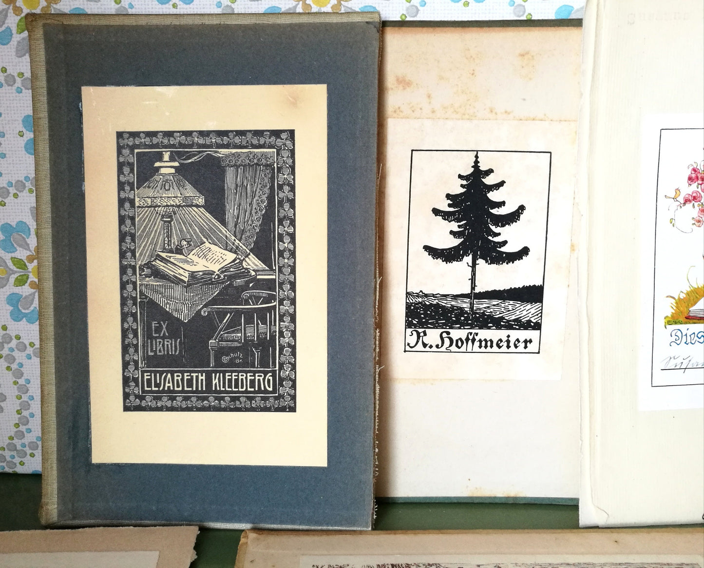 15 Stück Ex Libris aus alten Büchern VINTAGE 1920 - 1942 , Konvolut Nr. 2