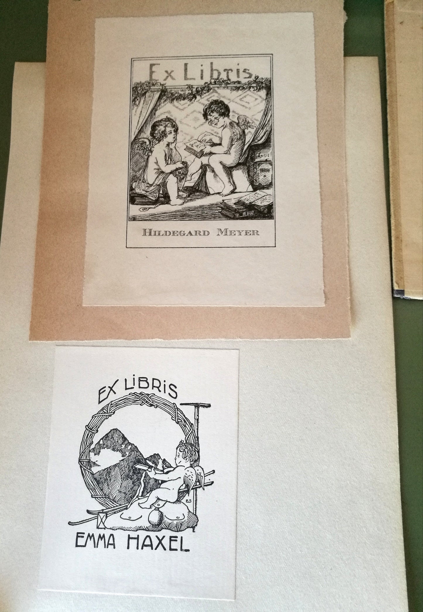 15 Stück Ex Libris aus alten Büchern VINTAGE 1920 - 1942 , Konvolut Nr. 2