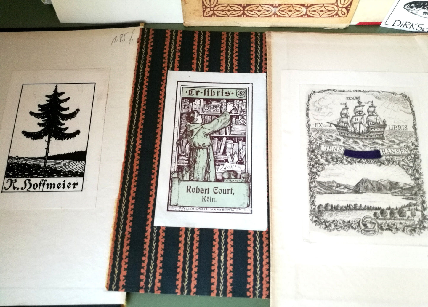15 Stück Ex Libris aus alten Büchern VINTAGE 1920 - 1942 , Konvolut Nr. 1