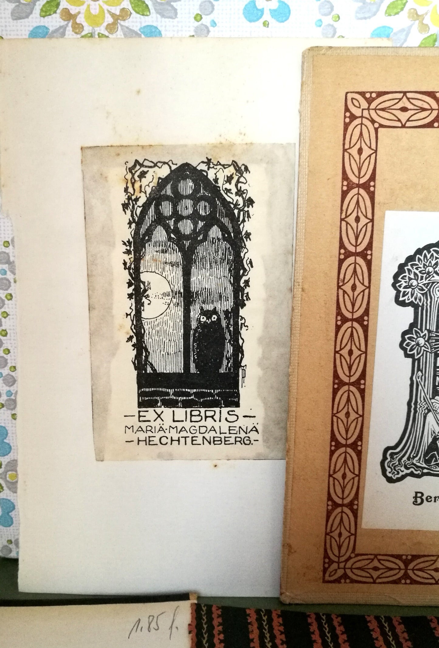 15 Stück Ex Libris aus alten Büchern VINTAGE 1920 - 1942 , Konvolut Nr. 1