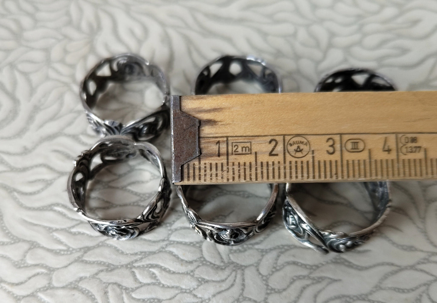 6 Serviettenringe Ringe 835 Silber Rose VINTAGE