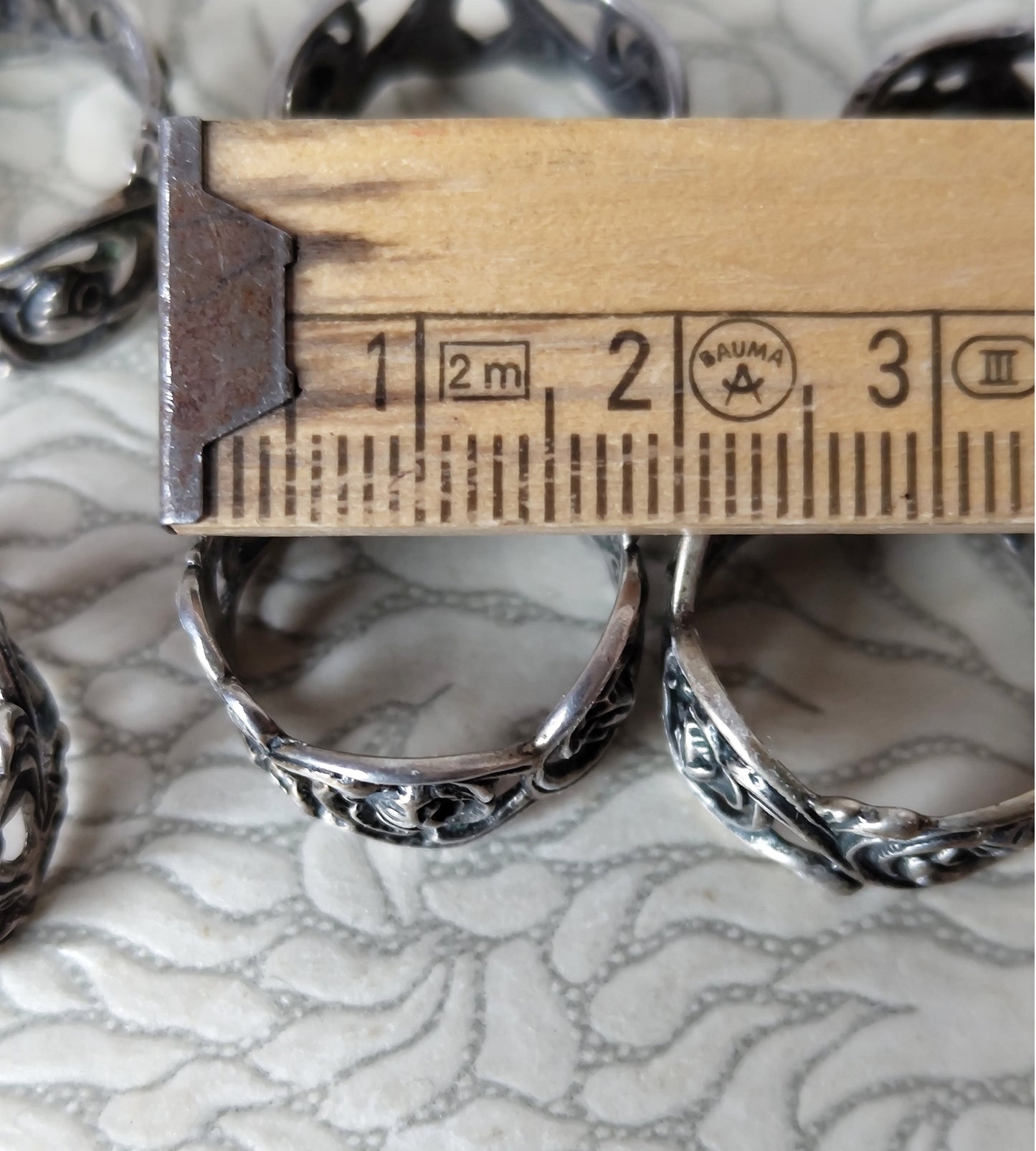 6 Serviettenringe Ringe 835 Silber Rose VINTAGE