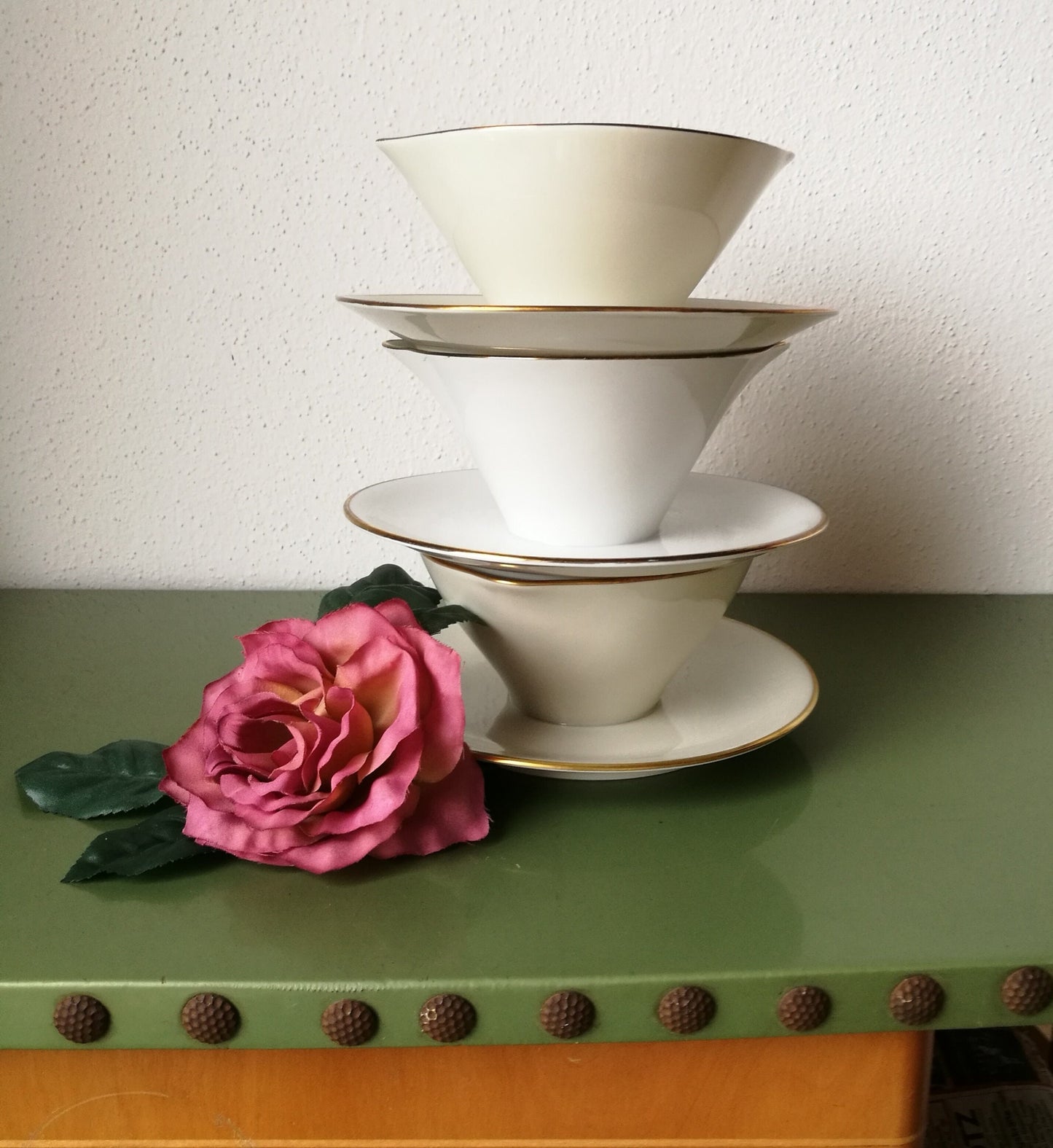3 runde Saucieren Porzellan mit Goldrand VINTAGE