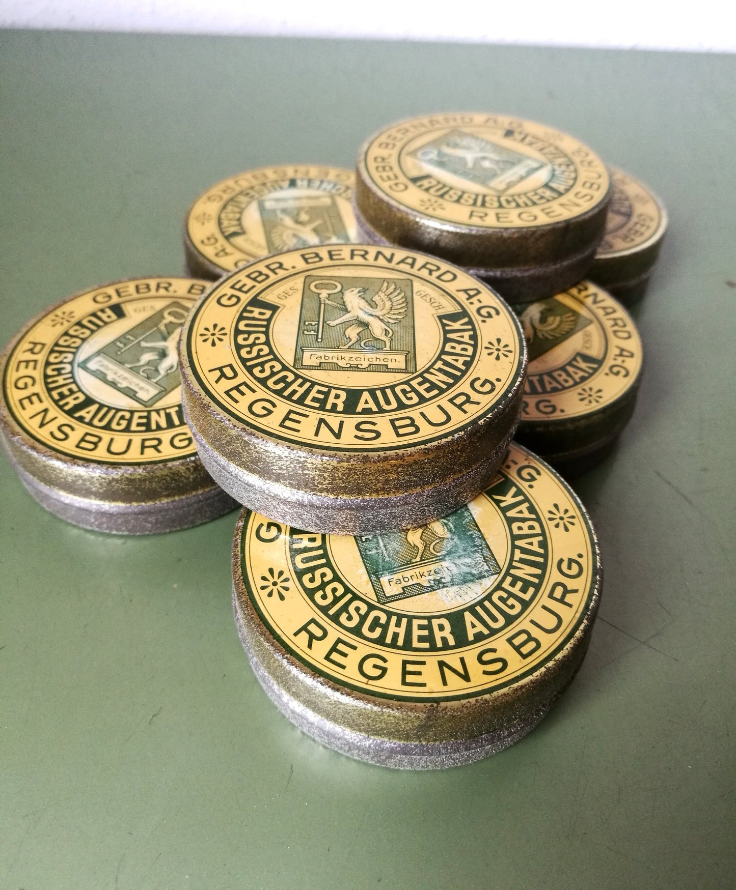 10 runde Bernard Schnupftabak Dosen Blech VINTAGE Material für Upcycling DIY