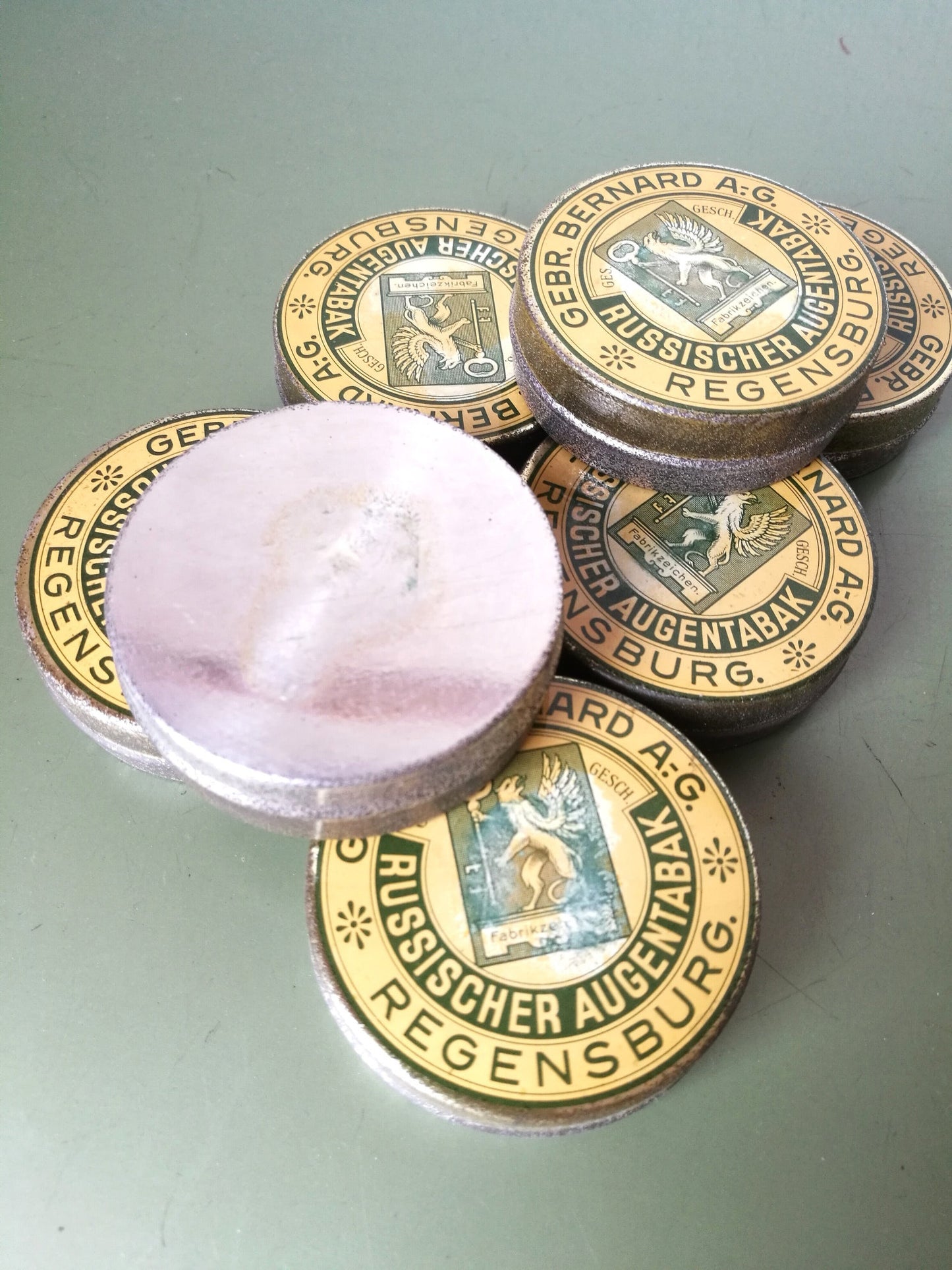10 runde Bernard Schnupftabak Dosen Blech VINTAGE Material für Upcycling DIY