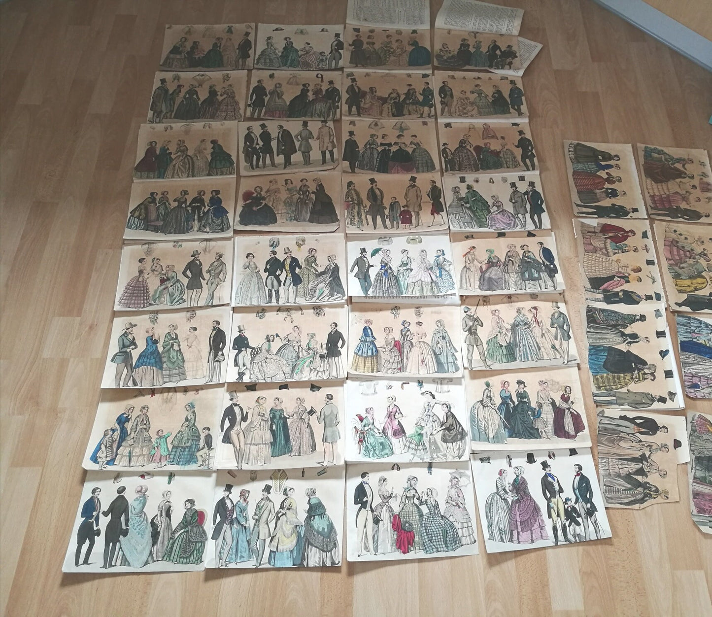 40 bunte Lithografien aus Moden-Zeitung von 1848 von Dr. A. Diezmann 50. Jahrgang VINTAGE