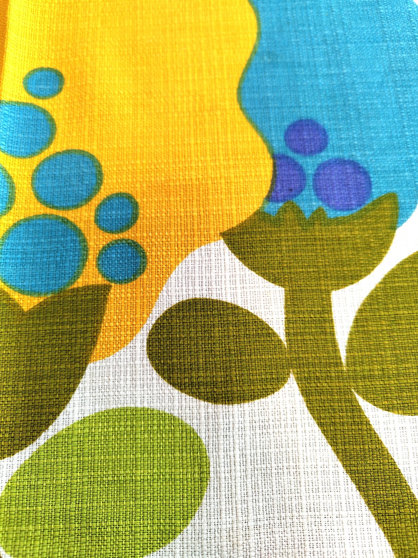 Platzset Blumen in grün blau gelb Original VINTAGE 1970er