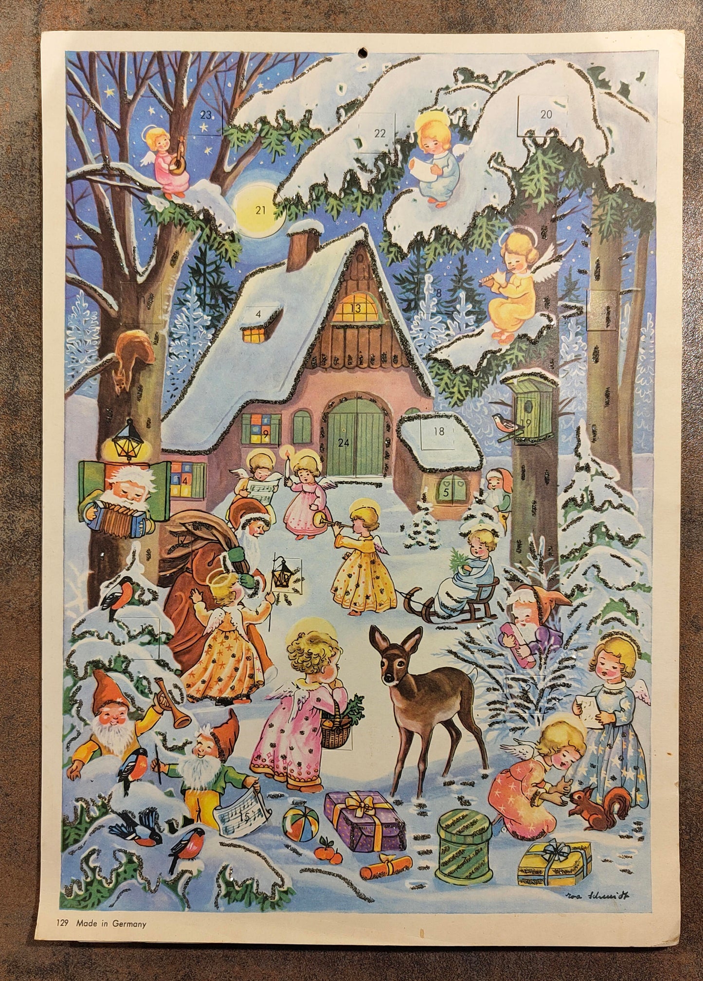 Adventskalender von Eva Schmidt VINTAGE ca 1960er Jahre