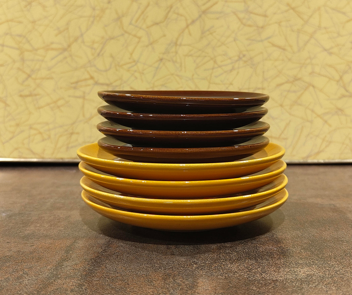 Melitta Puppengeschirr gelb braun 1970er 18 Teile mit Kanne und Filter für 4 Personen