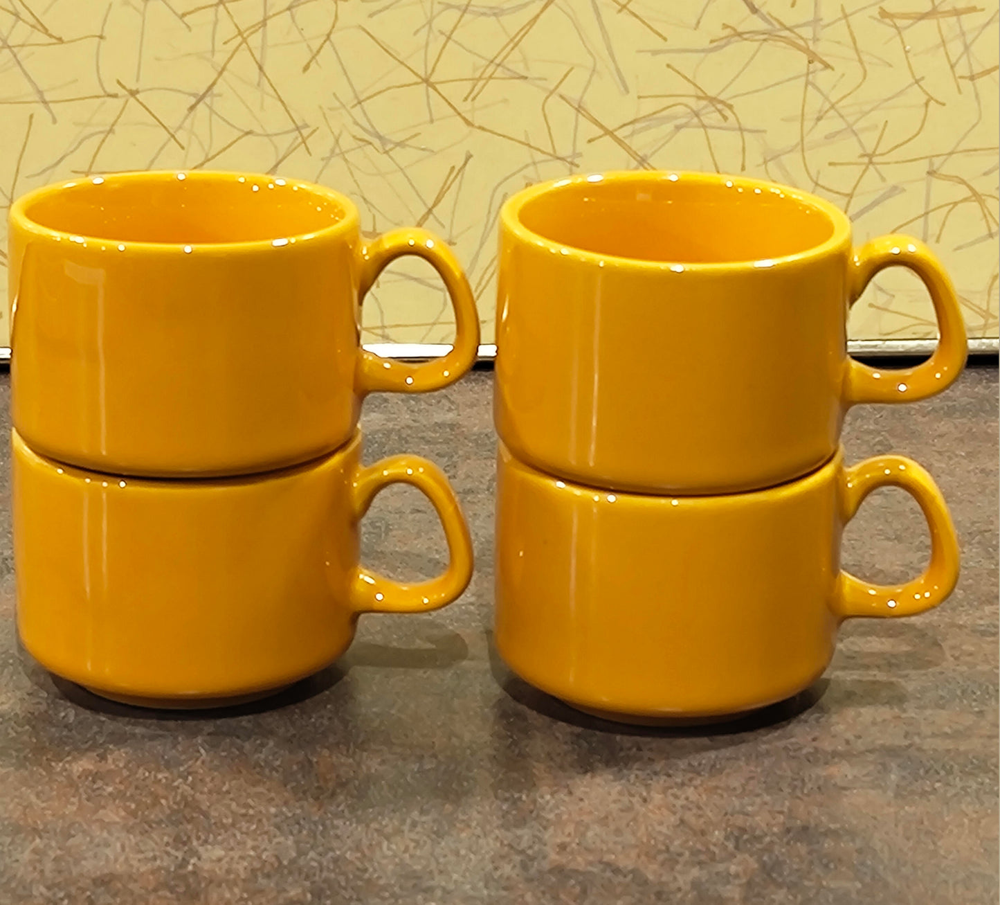 Melitta Puppengeschirr gelb braun 1970er 18 Teile mit Kanne und Filter für 4 Personen