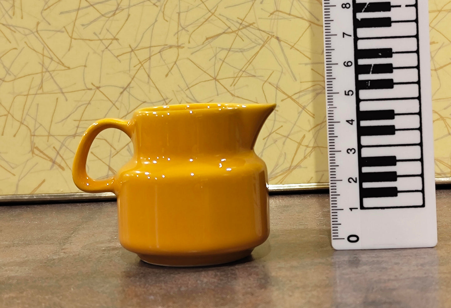 Melitta Puppengeschirr gelb braun 1970er 18 Teile mit Kanne und Filter für 4 Personen