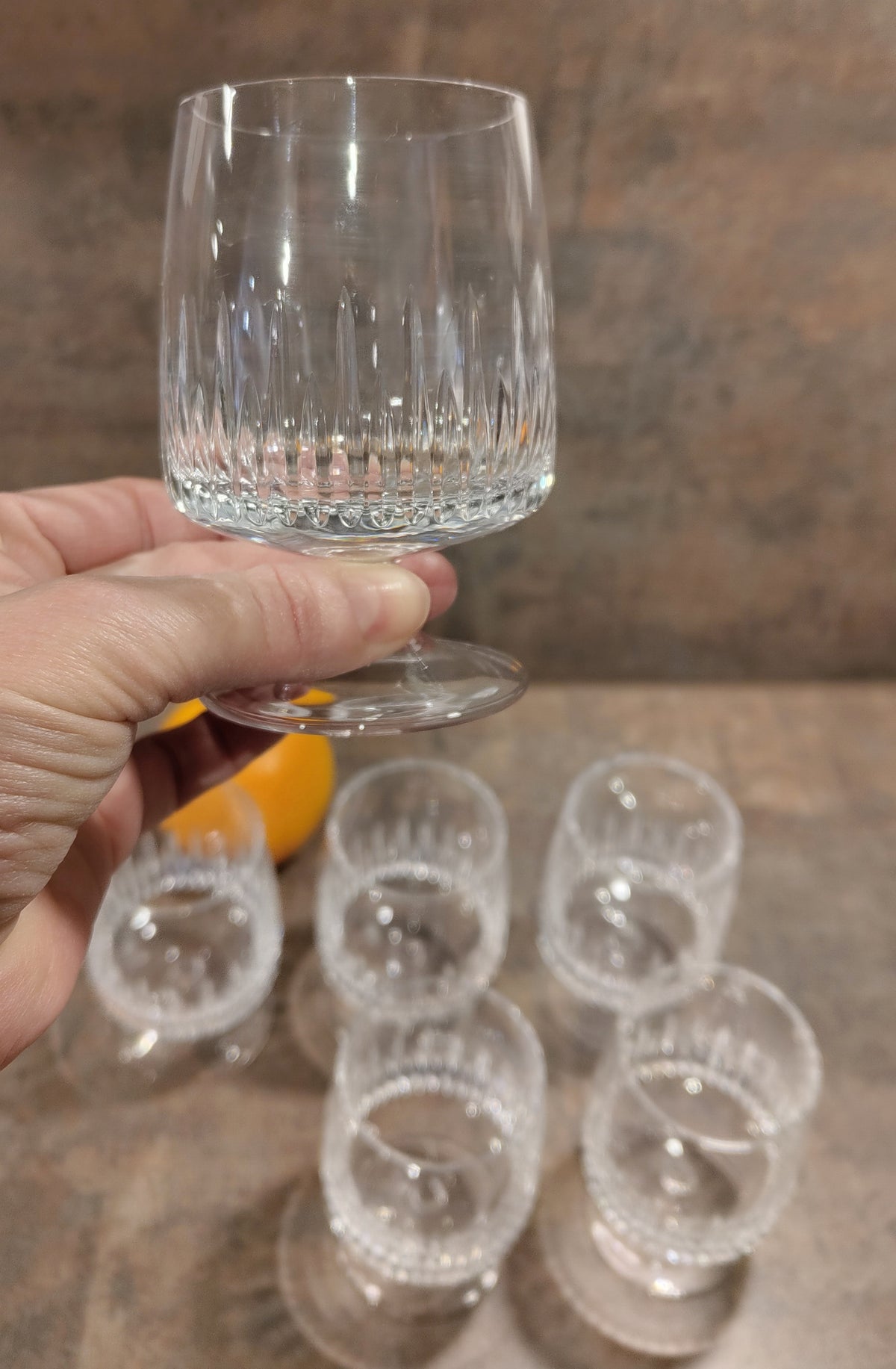 6 Cognac Gläser WMF Serie Carola Kerbschliff Kristall S)ONDERPREIS