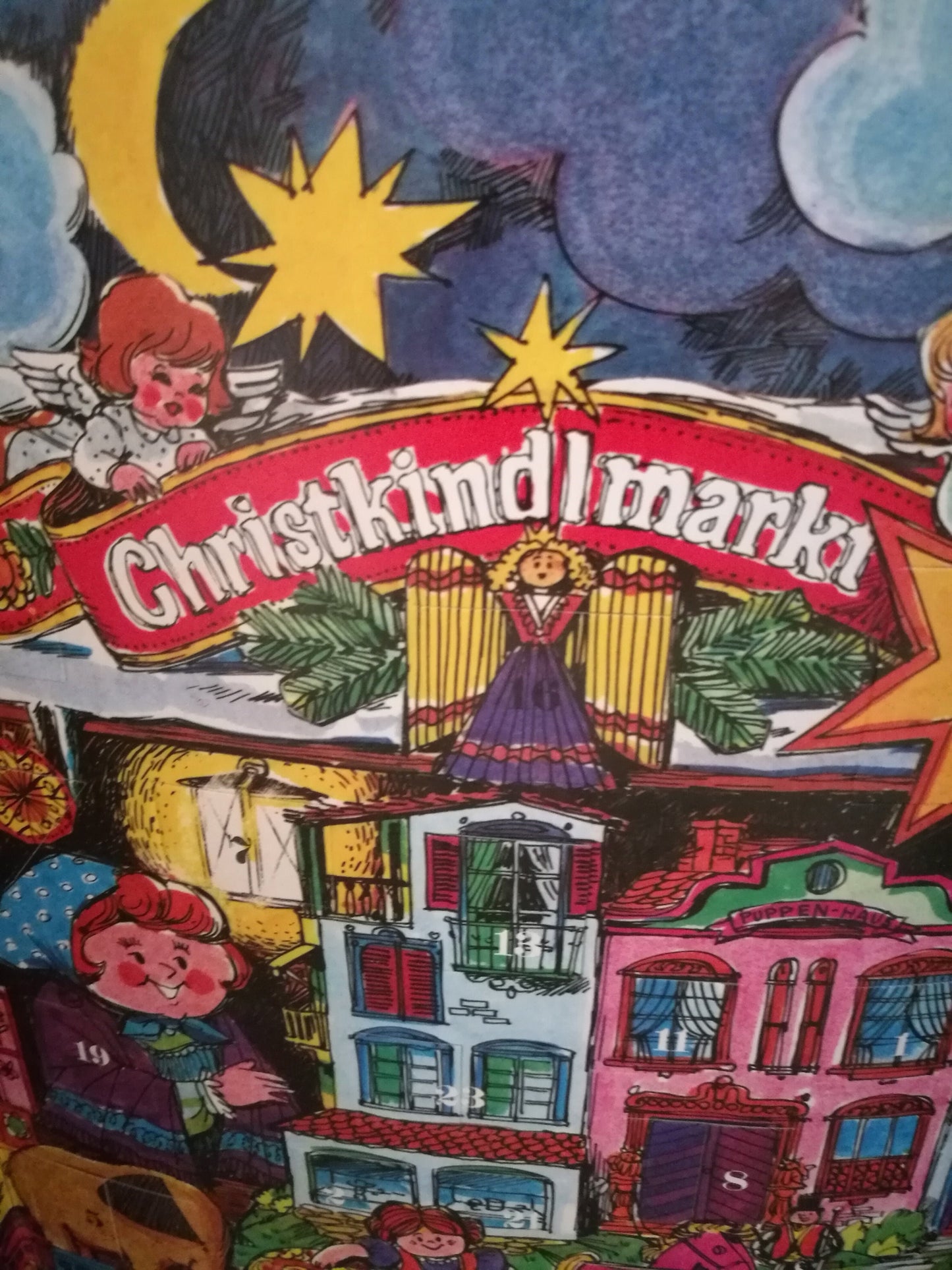 Adventskalender zum Aufstellen Christkindlmarkt VINTAGE 1960