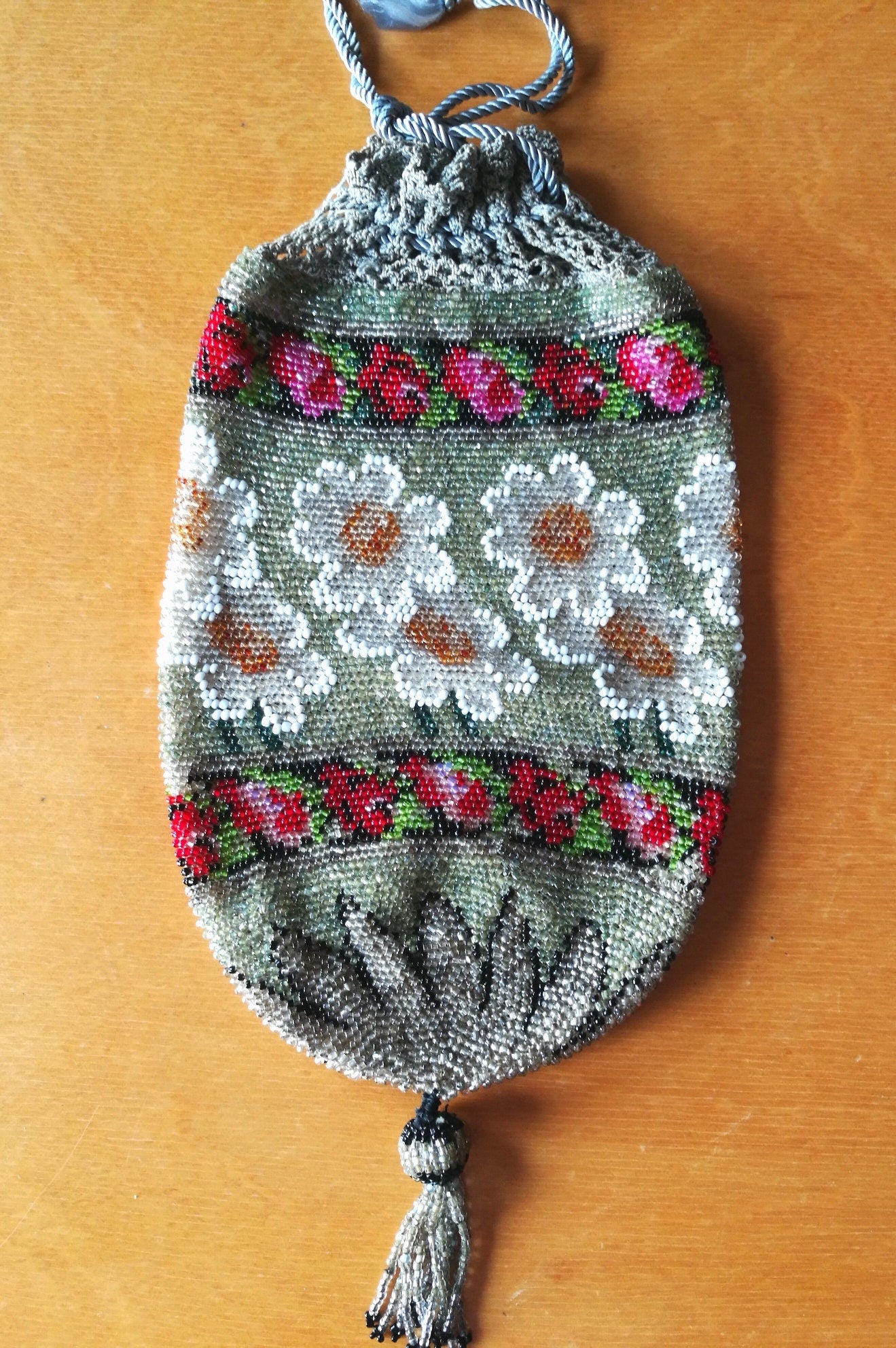 DIY Perlbeutel-Kit „Uli“ mit Garn und WINZIG KLEINEN Glasperlen zum selber stricken