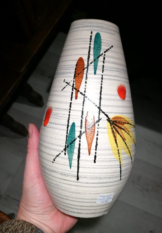 Vase Keramik Malerei 1950er VINTAGE wohl Johann Übelacker