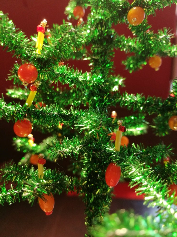 Weihnachtsbaum Kugeln Glasperlen Orange UNIKAT