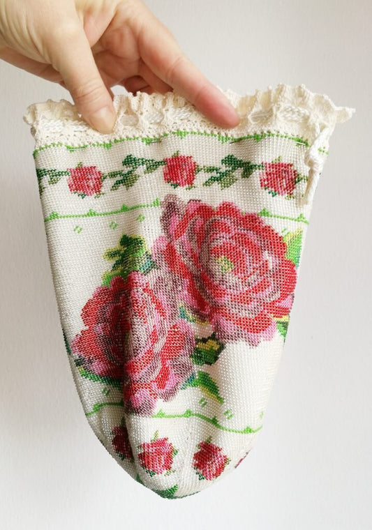 DIY Perlbeutel-Kit „Ak Rose 2“ mit Garn und WINZIG KLEINEN Glasperlen zum selber stricken