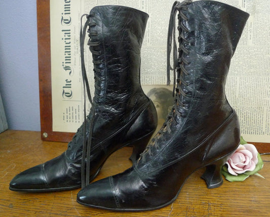 Hohe Schnürstiefel Leder Viktorianisch VINTAGE