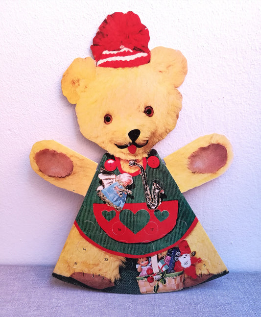 Adventskalender Teddy 1970er aus Schweden Fotocollage VINTAGE