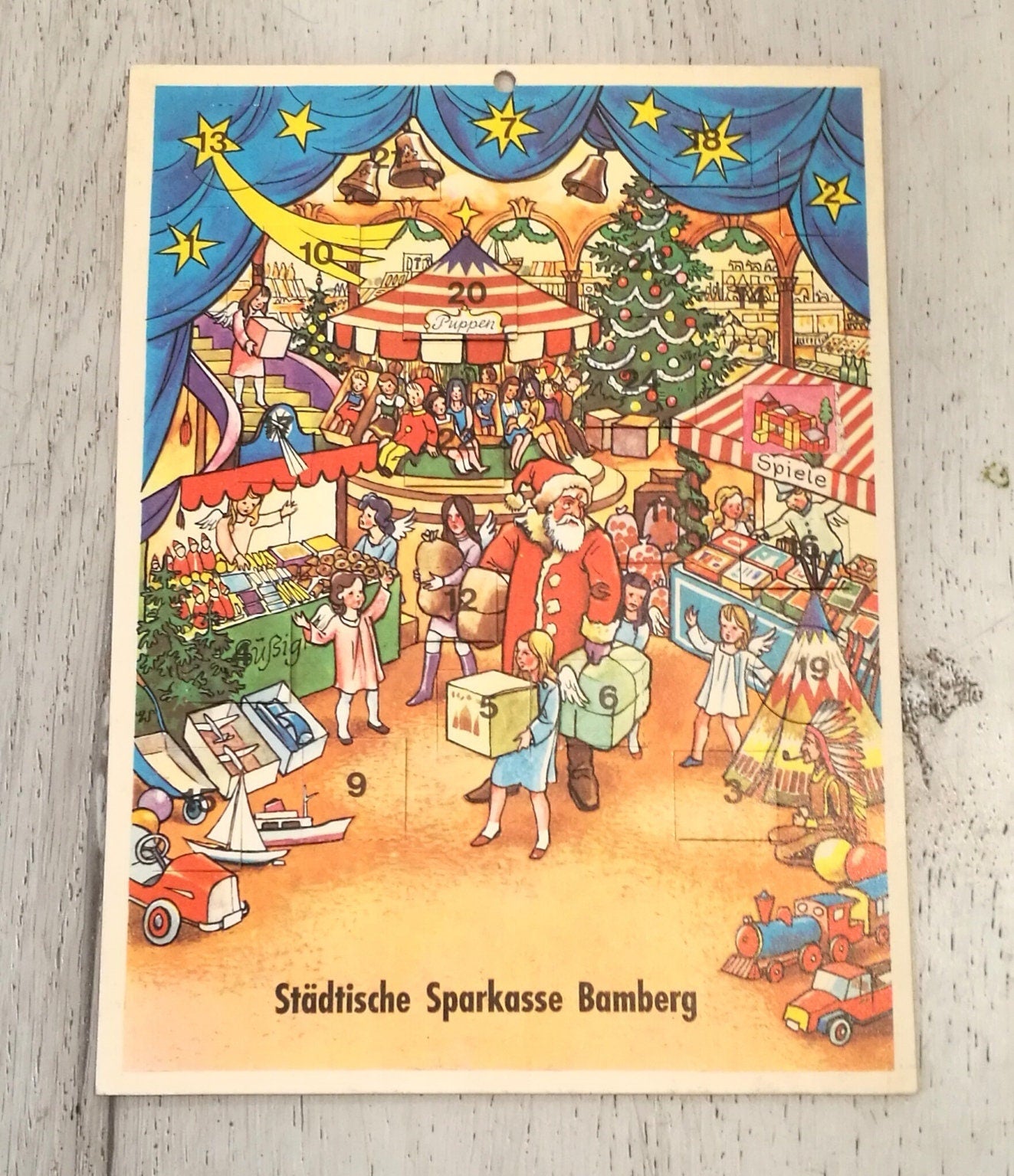 Adventskalender Städtische Sparkasse Bamberg 1960er VINTAGE Werbekalender