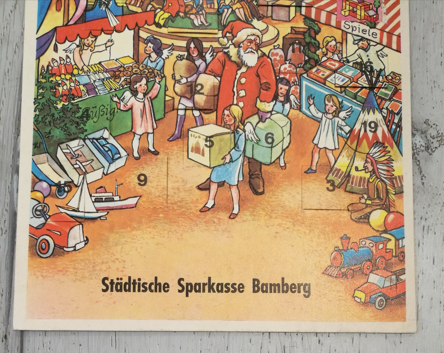 Adventskalender Städtische Sparkasse Bamberg 1960er VINTAGE Werbekalender