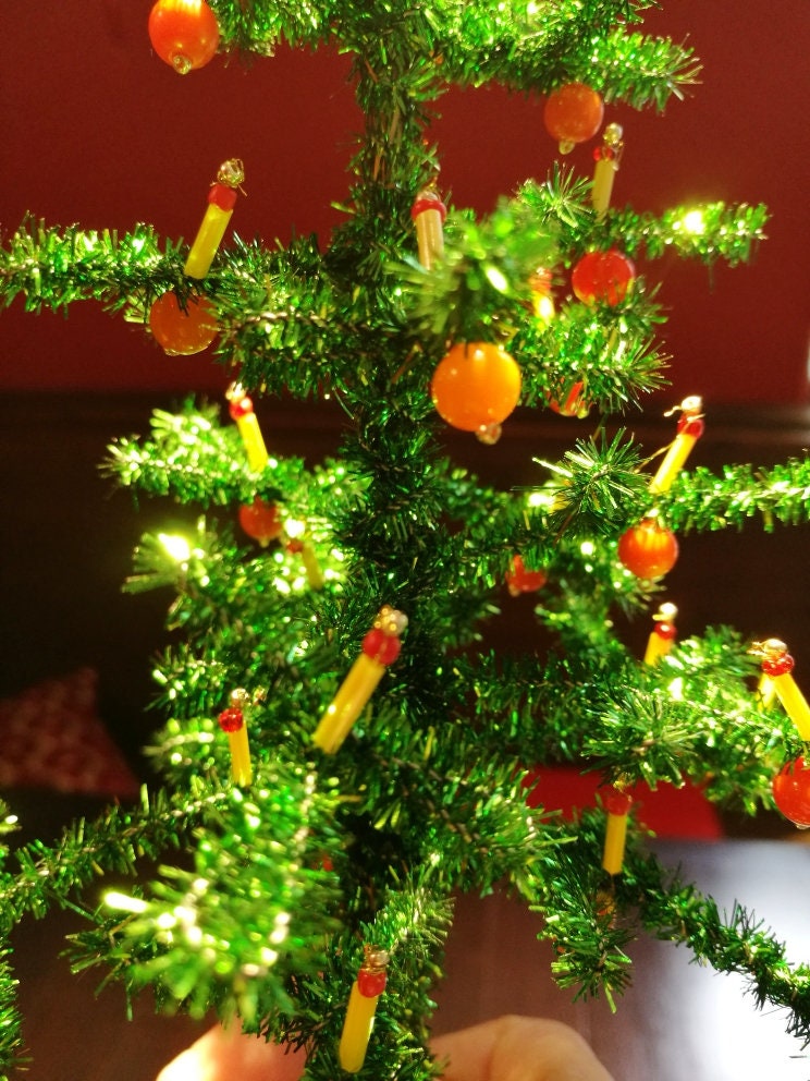 Weihnachtsbaum Kugeln Glasperlen Orange UNIKAT