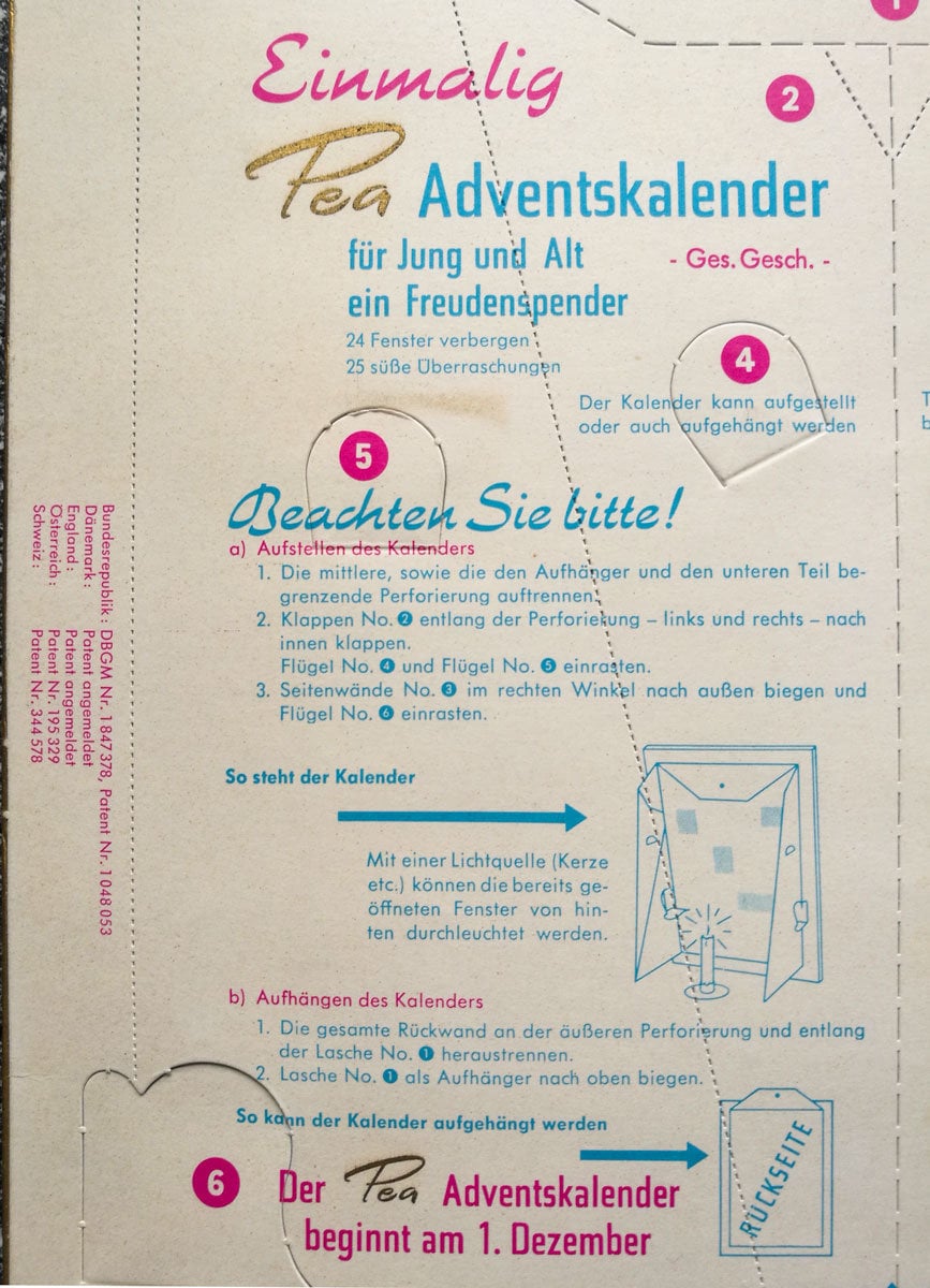 Pea-Adventskalender mit Zwergen VINTAGE