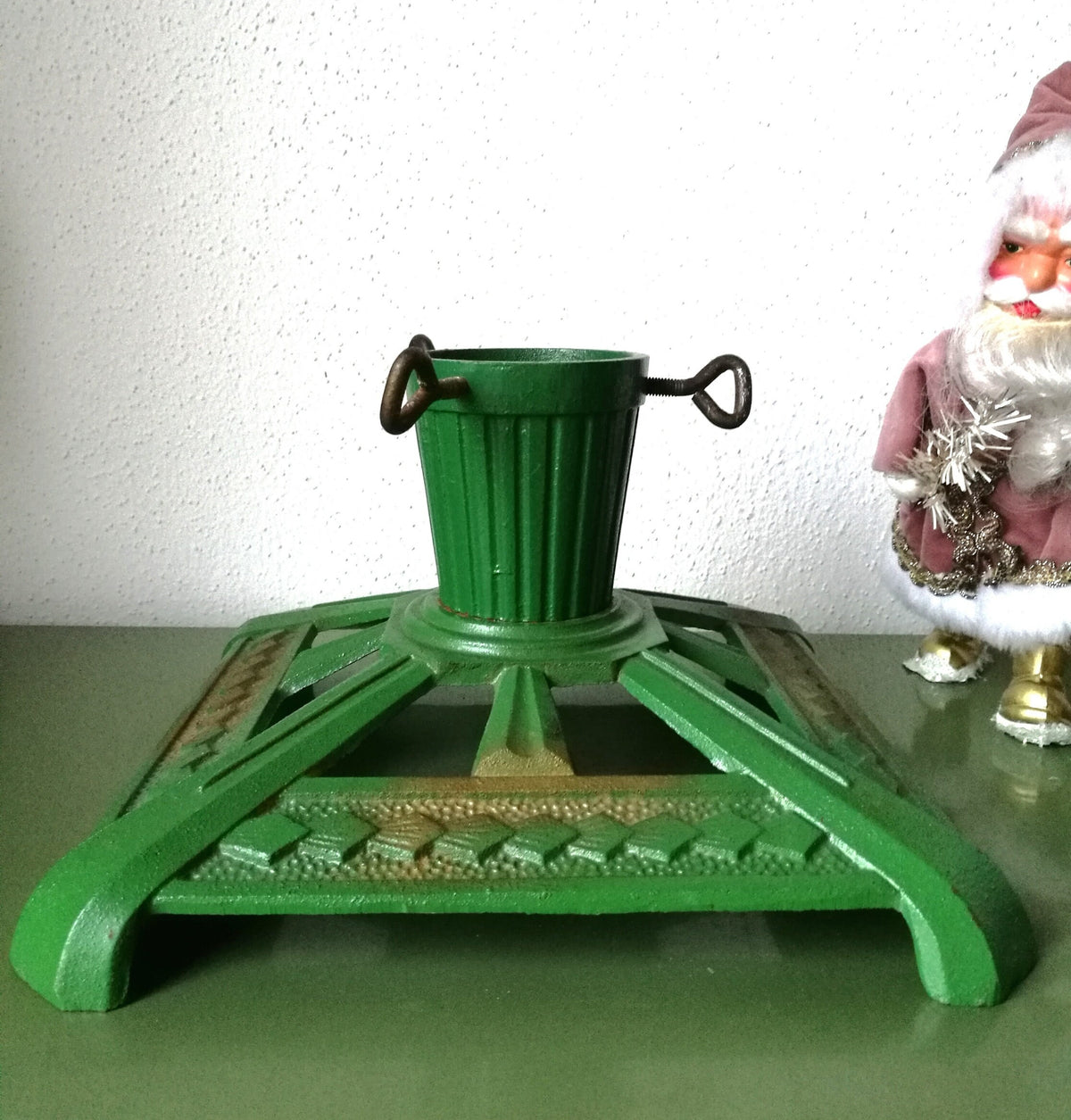 Christbaumständer Weihnachtsbaumständer Gußeisen grün gold VINATGE sch – Carakess