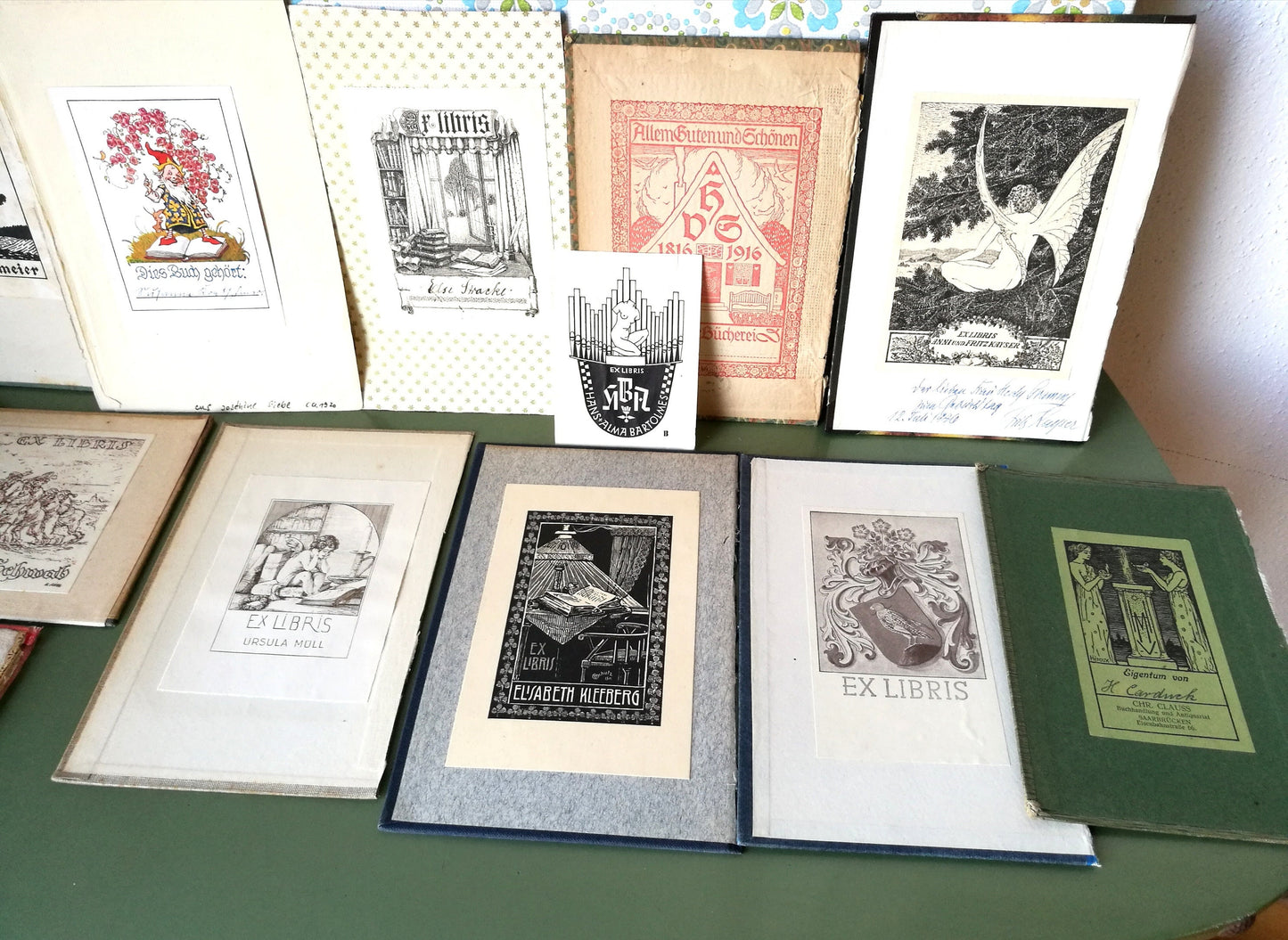 15 Stück Ex Libris aus alten Büchern VINTAGE 1920 - 1942 , Konvolut Nr. 2