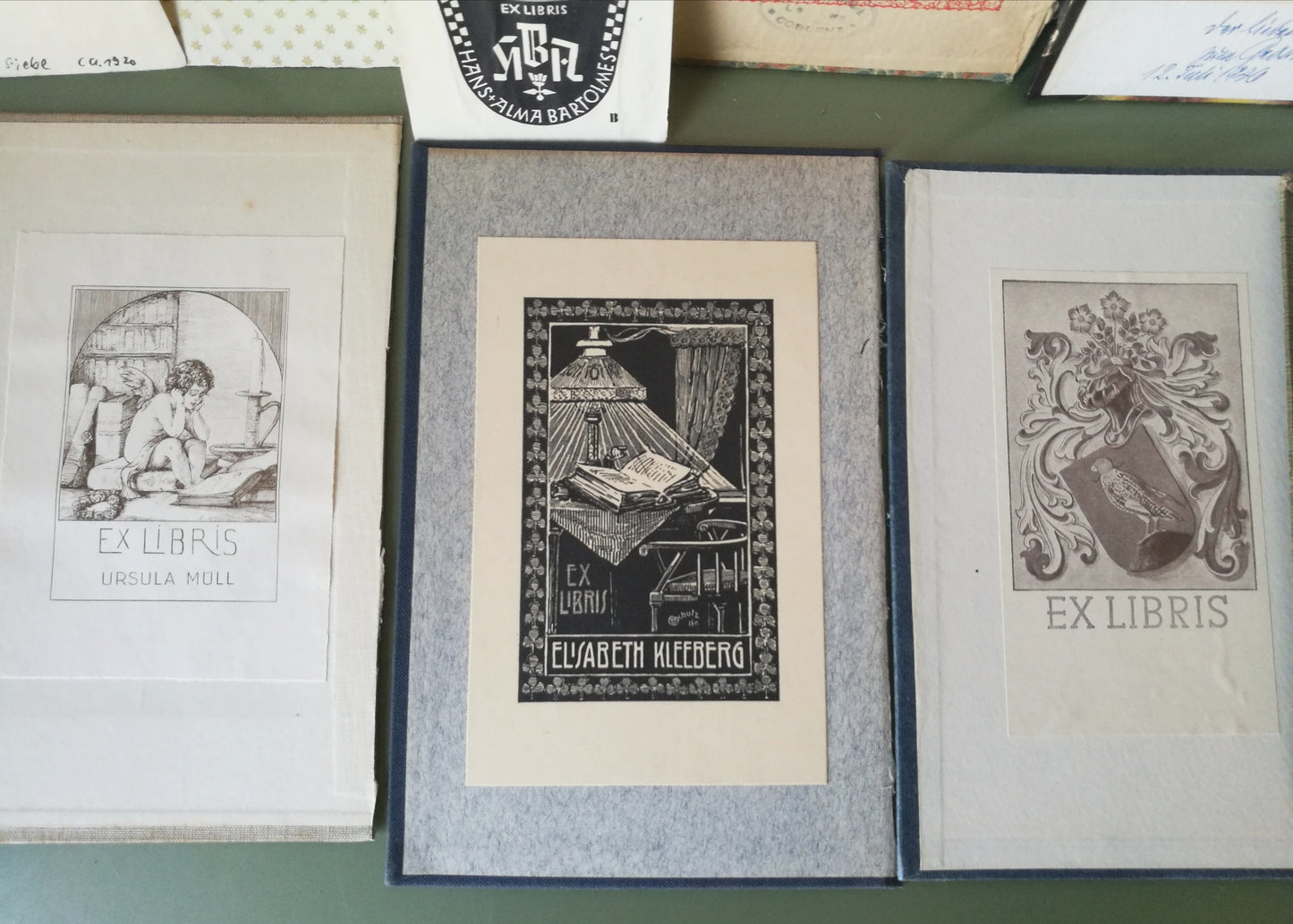 15 Stück Ex Libris aus alten Büchern VINTAGE 1920 - 1942 , Konvolut Nr. 2