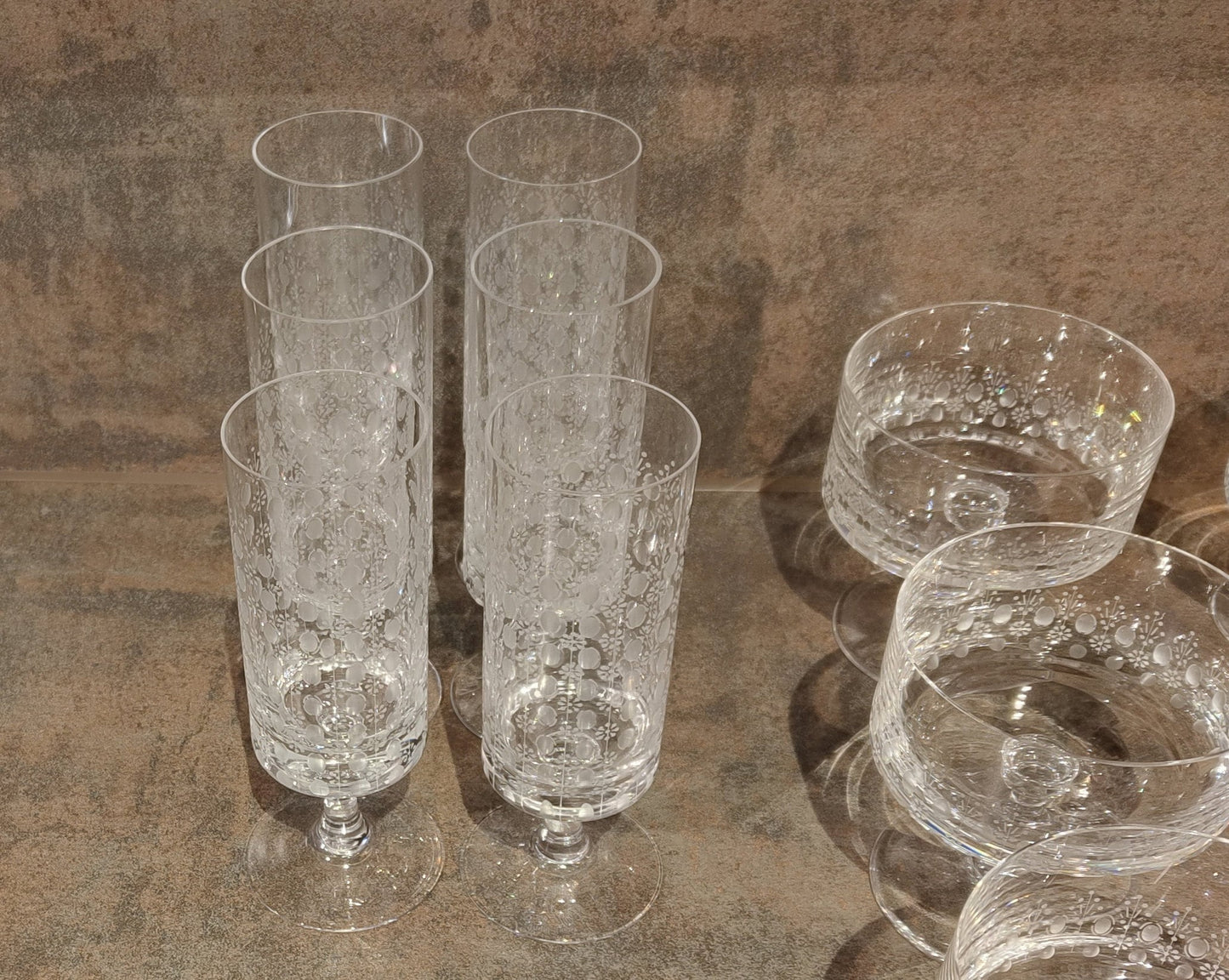 6 Stück Kelchglas Sektglas Rosenthal Serie Romanze Strohglas VINTAGE