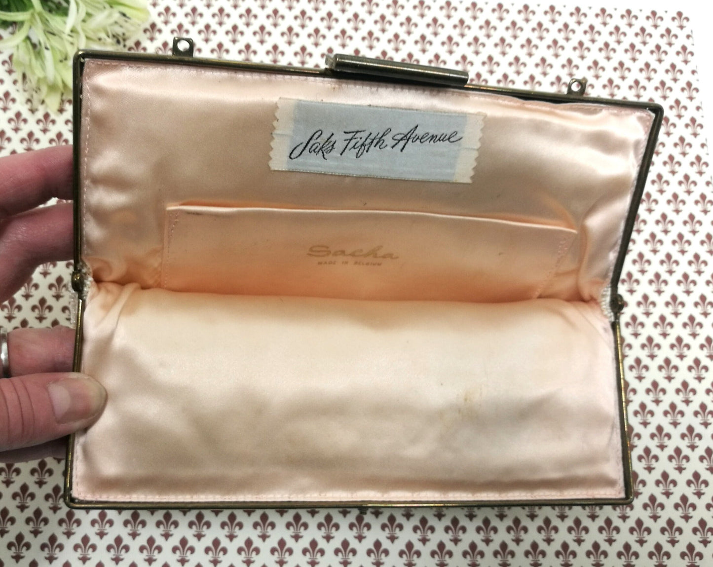 Tasche Clutch mit Glasperlen bestickt wie Art deco VINTAGE #7