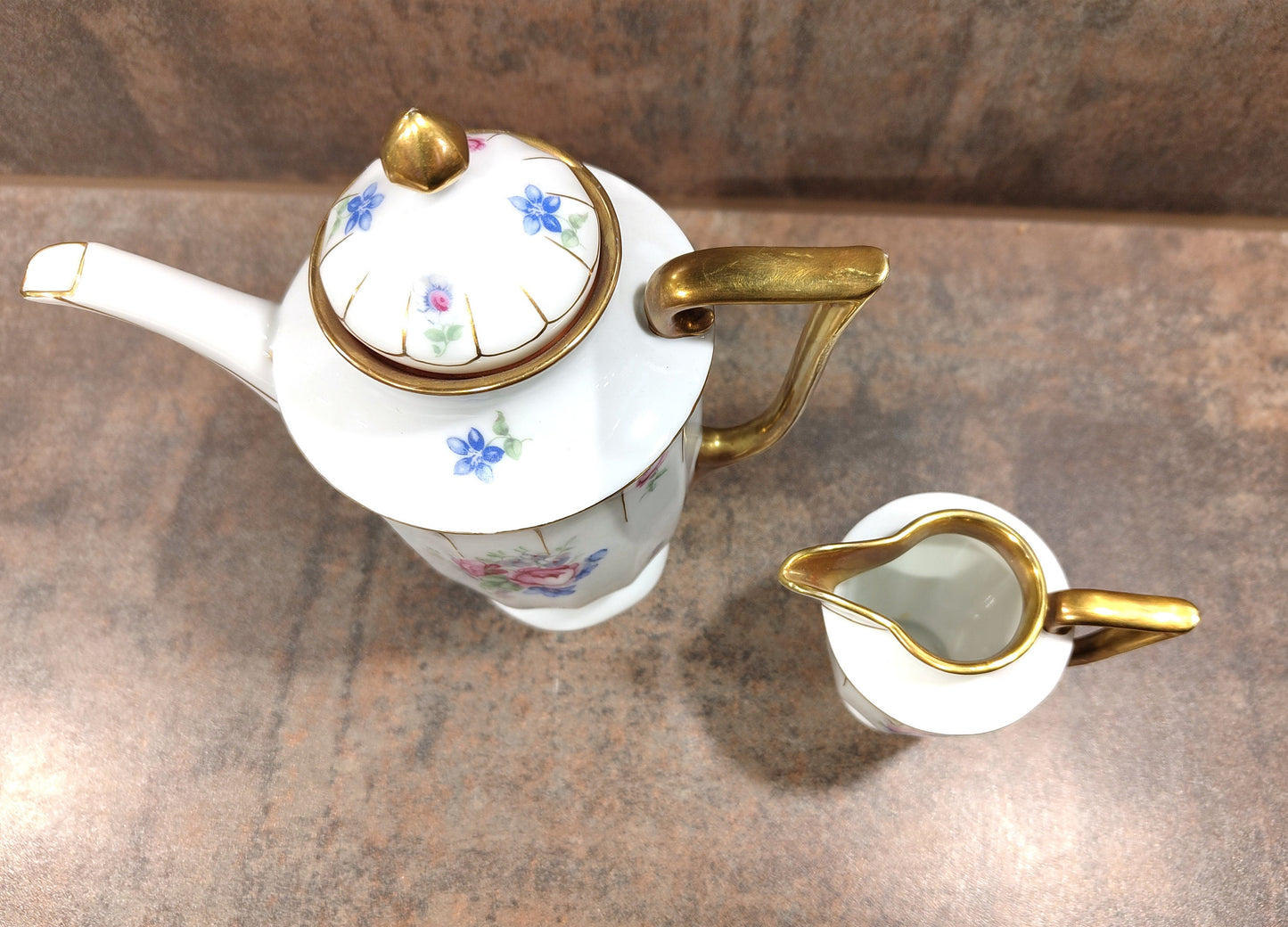 Kaffeekanne und Milchkännchen aus Porzellan VINTAGE Moschendorf